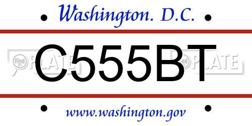 C555BT District Of Columbia License Plate