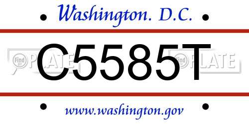 C5585T District Of Columbia License Plate