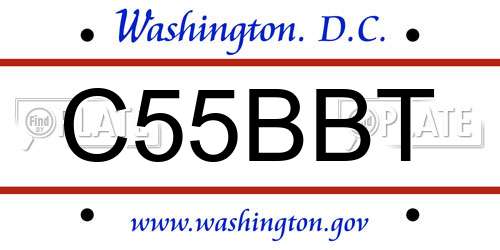 C55BBT District Of Columbia License Plate