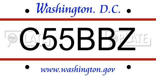 C55BBZ District Of Columbia License Plate