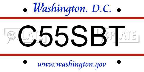 C55SBT District Of Columbia License Plate