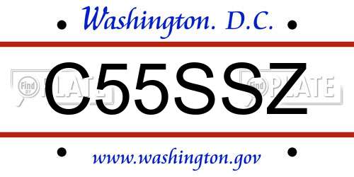 C55SSZ District Of Columbia License Plate