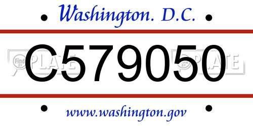 C579050 District Of Columbia License Plate