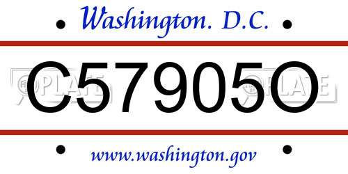 C57905O District Of Columbia License Plate