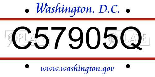 C57905Q District Of Columbia License Plate