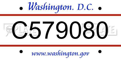 C579080 District Of Columbia License Plate
