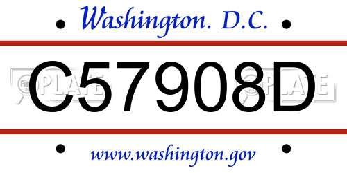 C57908D District Of Columbia License Plate