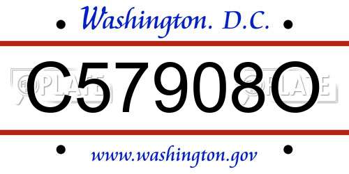 C57908O District Of Columbia License Plate