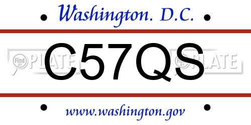C57QS District Of Columbia License Plate