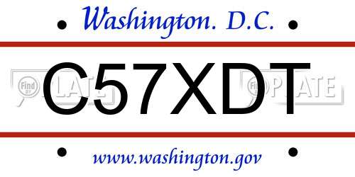 C57XDT District Of Columbia License Plate