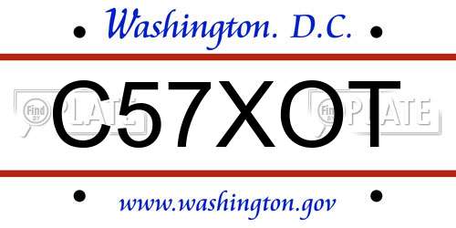 C57XOT District Of Columbia License Plate