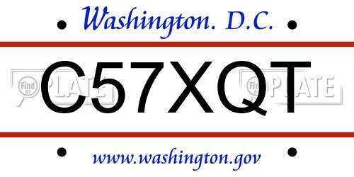 C57XQT District Of Columbia License Plate
