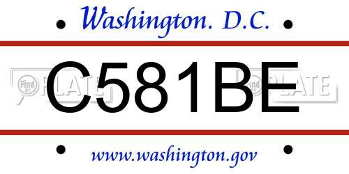 C581BE District Of Columbia License Plate