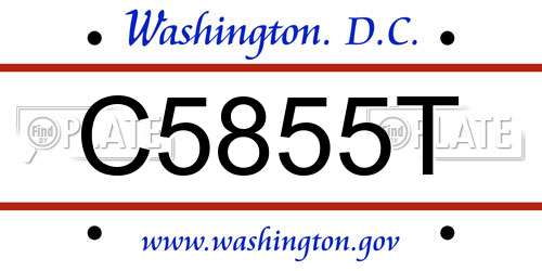 C5855T District Of Columbia License Plate