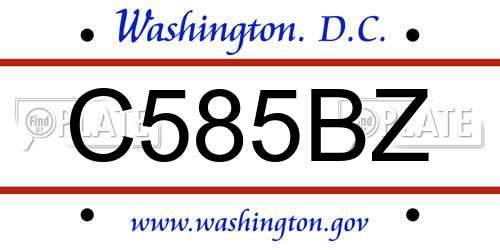 C585BZ District Of Columbia License Plate