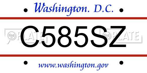 C585SZ District Of Columbia License Plate