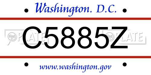 C5885Z District Of Columbia License Plate
