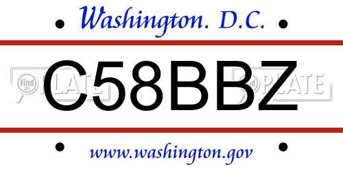 C58BBZ District Of Columbia License Plate