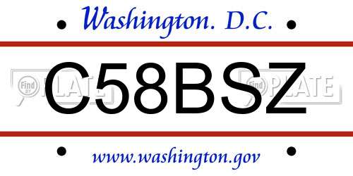 C58BSZ District Of Columbia License Plate