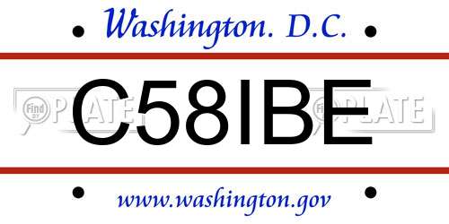 C58IBE District Of Columbia License Plate
