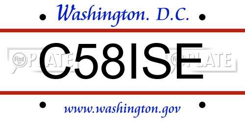 C58ISE District Of Columbia License Plate