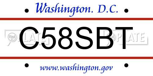 C58SBT District Of Columbia License Plate