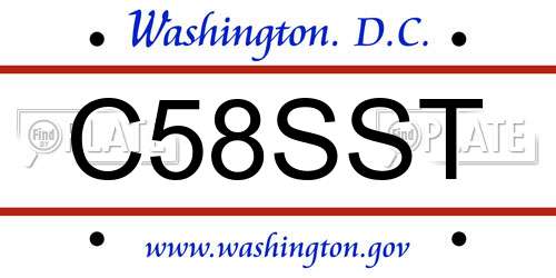 C58SST District Of Columbia License Plate