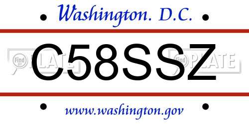 C58SSZ District Of Columbia License Plate