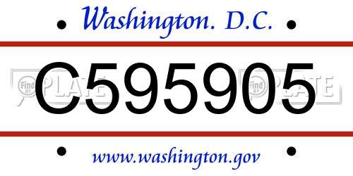 C595905 District Of Columbia License Plate