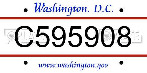 C595908 District Of Columbia License Plate