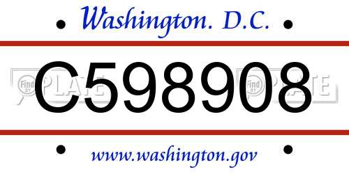 C598908 District Of Columbia License Plate