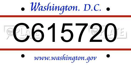 C615720 District Of Columbia License Plate