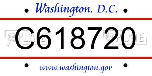 C618720 District Of Columbia License Plate