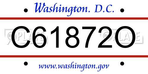 C61872O District Of Columbia License Plate