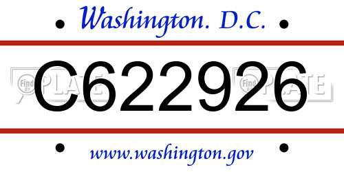 C622926 District Of Columbia License Plate