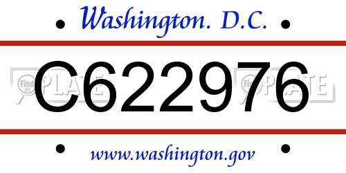 C622976 District Of Columbia License Plate