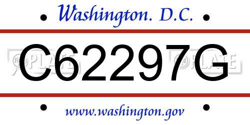 C62297G District Of Columbia License Plate