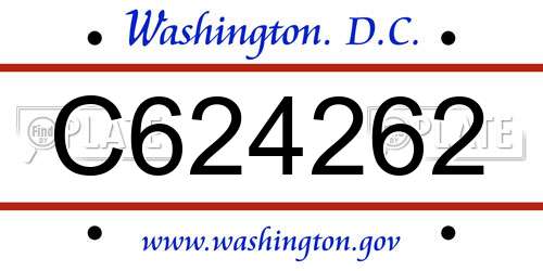 C624262 District Of Columbia License Plate