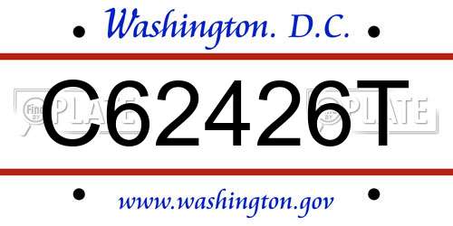 C62426T District Of Columbia License Plate