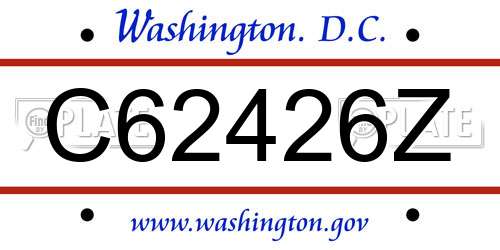 C62426Z District Of Columbia License Plate