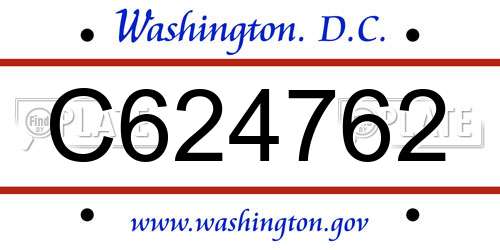 C624762 District Of Columbia License Plate