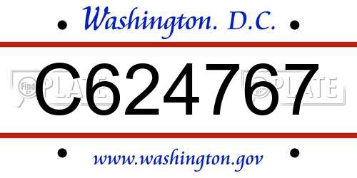 C624767 District Of Columbia License Plate