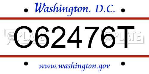 C62476T District Of Columbia License Plate
