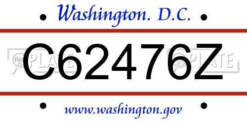 C62476Z District Of Columbia License Plate