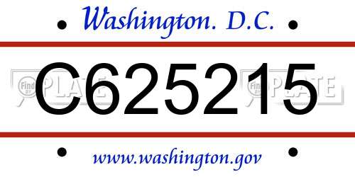 C625215 District Of Columbia License Plate