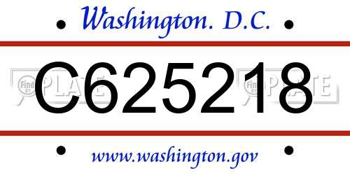 C625218 District Of Columbia License Plate