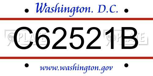 C62521B District Of Columbia License Plate