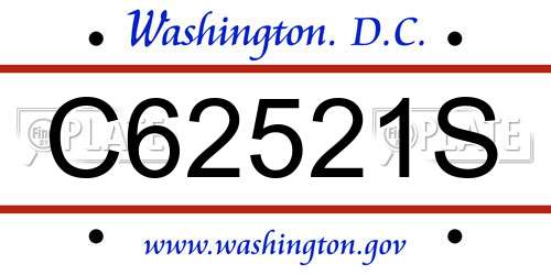 C62521S District Of Columbia License Plate