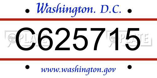 C625715 District Of Columbia License Plate