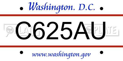 C625AU District Of Columbia License Plate